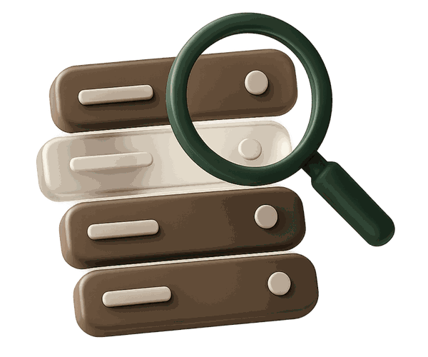 Search results list with location pins and a magnifying glass, representing Google Maps and search ranking